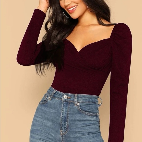 ❣️3/$30 SHEIN sweetheart wrap front top. - Picture 1 of 6